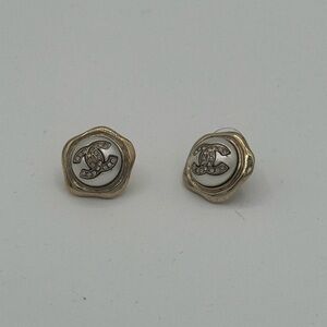 Gold and White Designer Stud Earrings